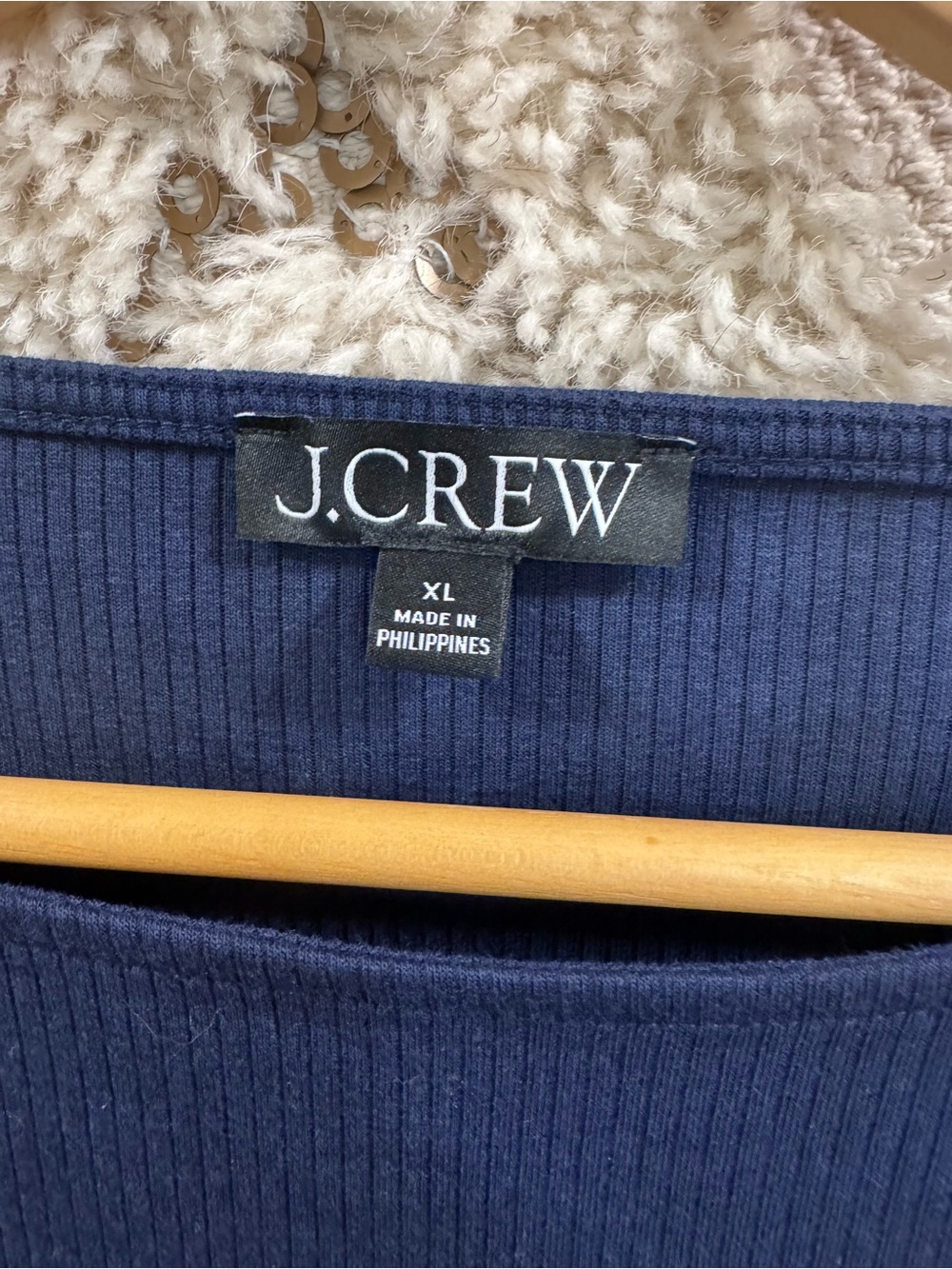 J. Crew Navy Rib Ruffle-Sleeve Tank - Picture 5 of 7